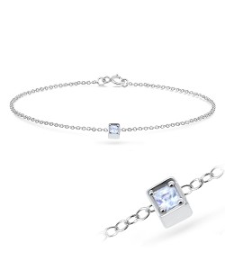 CZ Stone in Box Silver Bracelet BRS-260